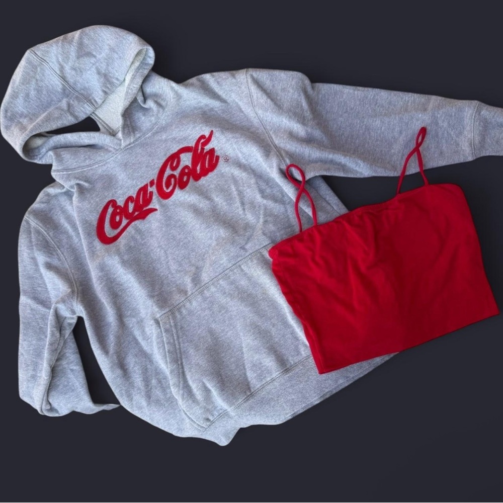 Bundle!♥️ Coca Cola Classic Gray and Red Sweater and red crop top
